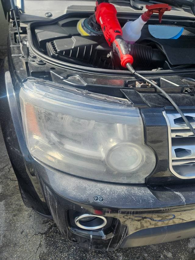 Cloudy, oxidized headlight before restoration